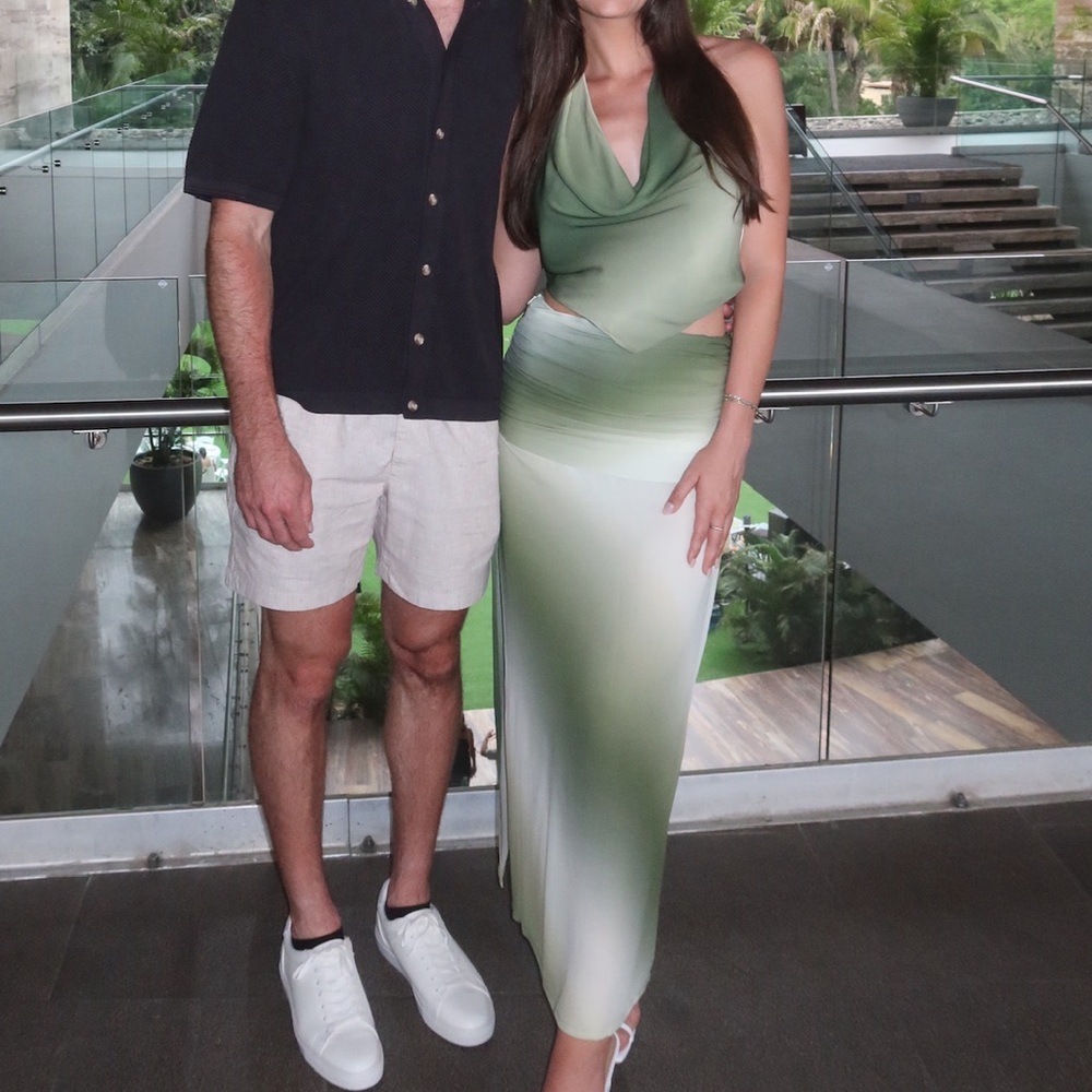 Summer Away Green Ombre Halter Two Piece Dress